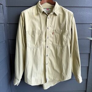 Levi's Vintage Twill Button Up Shirt Large Muted Yellow Green Cotton Workwear